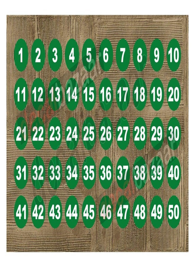 decalbazaar Round Number 1-50 Sticker, Glossy Vinyl, 1 Inches, Green (Code 10) - Image 1